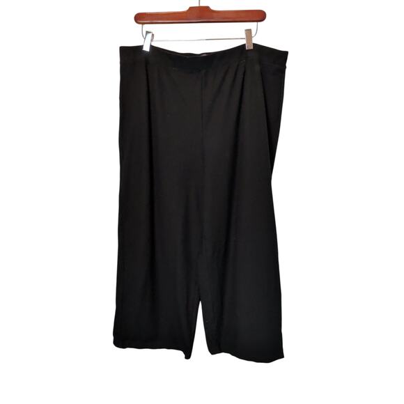 Eileen Fisher Women\'s Plus Sz 1X Black Wide Leg Cropped Pants Stretch Pull On